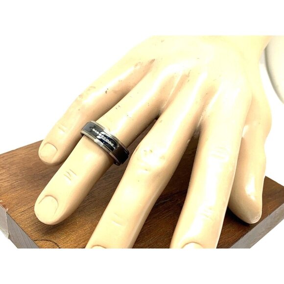 Men's Wedding Band Diamond 0.05ctw Titanium 7.5mm Wide Size 10 - Picture 13 of 14